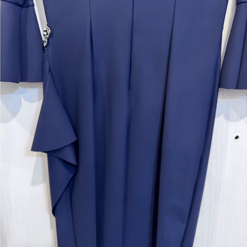 Alex Evenings Navy Sheath‎ Dress Cocktail, 3/4 Bell Sleeve, Knee Length, Sz 4 - Picture 9 of 12